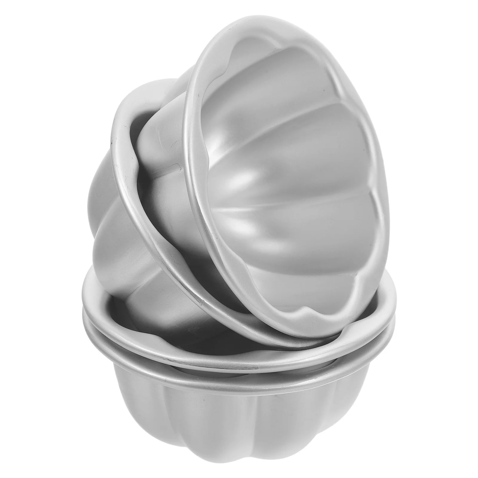 4 قطعة قالب كعكة من سبائك الألومنيوم 3.73 بوصة.77 بوصة على شكل يقطين مقلاة خبز غير لاصقة لتذير البيض بودنغ جيلي أدوات خبز عالية الحرارة #6