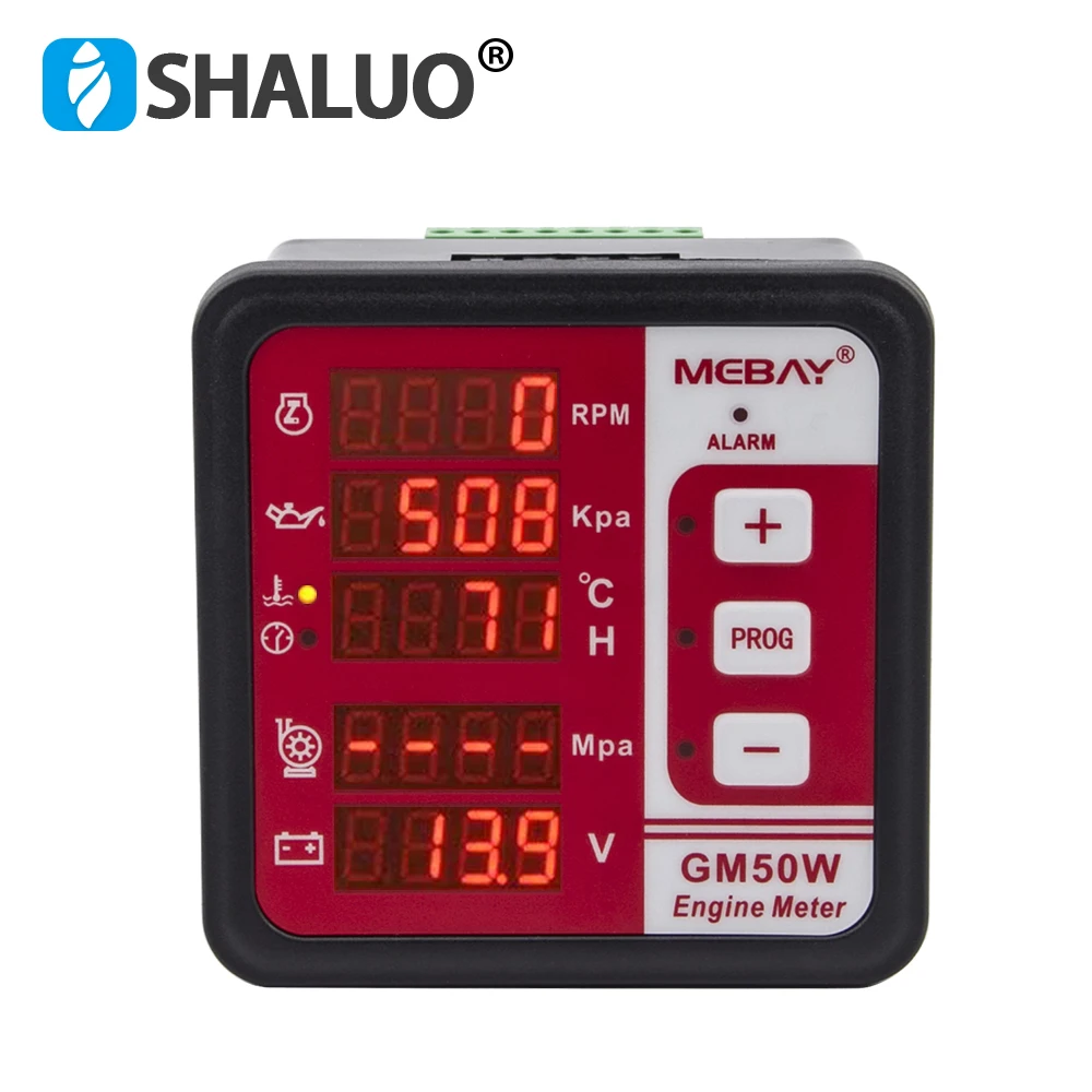 Mebay GM50W Water Pump Engine Digital Meter Gauge Multi Function Display Generator RPM Temperature Sensor Oil Pressure Sensor