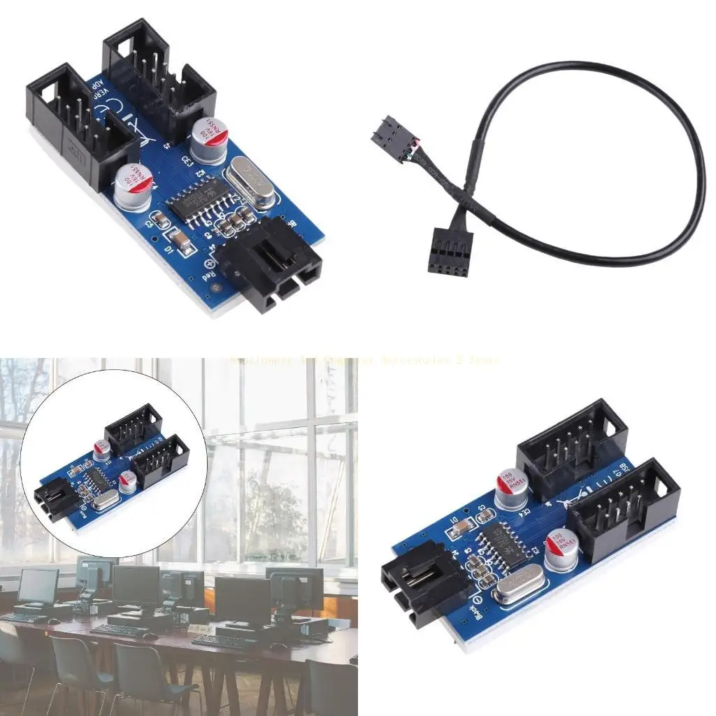 

9pin USB -заголовок Splitter Мужчина от 1 до 2 женских расширения USB 2.0 Материнская плата USB2.0