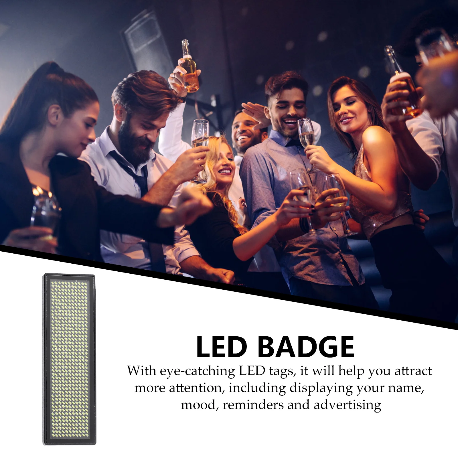 Rechargeable Led Name Badge Message Programmable Digital Display Usb Charging 300Mah Adjustable Modes Marquee