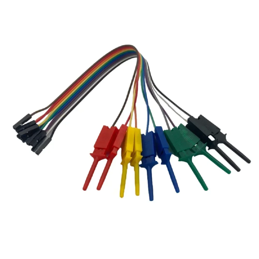 Logic Analyzer Cable Clamp Probe Retractable Clip 10 Needle Multi-meter Cable Test Lead 20cm-Hook Clamp Kit 5 Color Wire Line