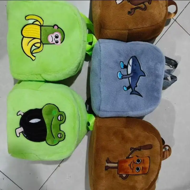 Mochila de felpa con estampado de palo de madera de Shanhaijing de dibujos animados, mochila de jardín de infantes para niños de gran capacidad