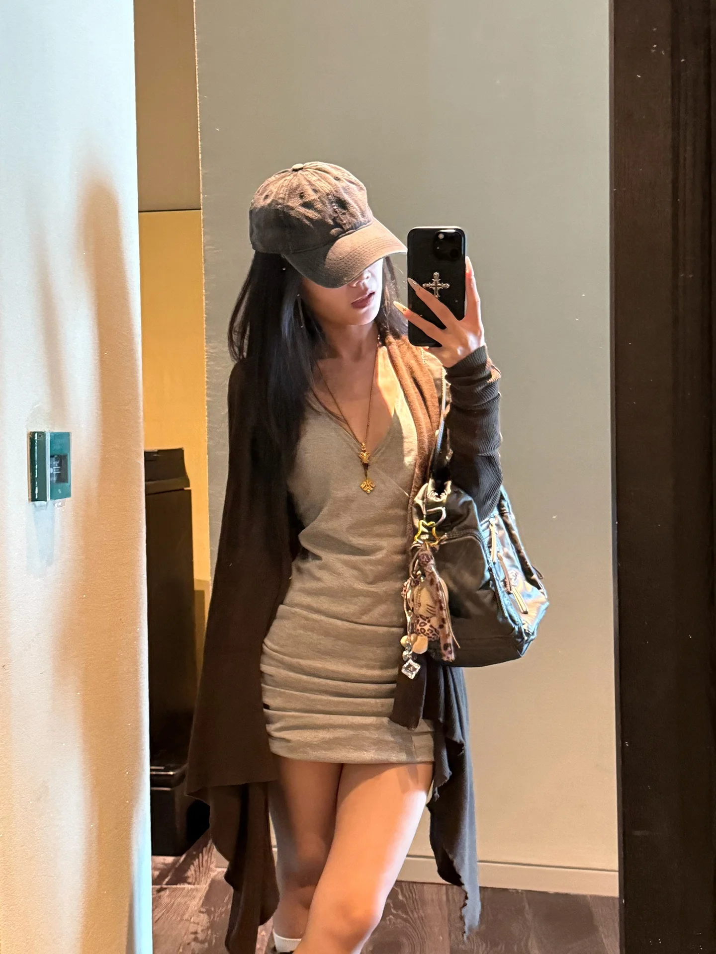 

YOLO OP Early Spring Casual Sle Women's Knitted Open Cardigan Irregular Medium-Length Leisurely Autumn New Arrival