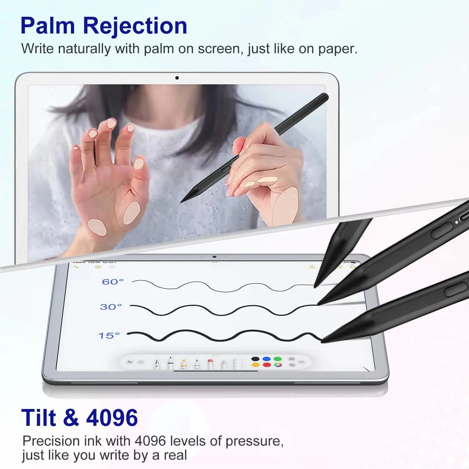 

USI 2.0 Stylus Pen for Amazon Fire Max 11 & Google Pixel Tablet, USI Pen Compatible with Chromebook，4096 Levels Pressure+Eraser