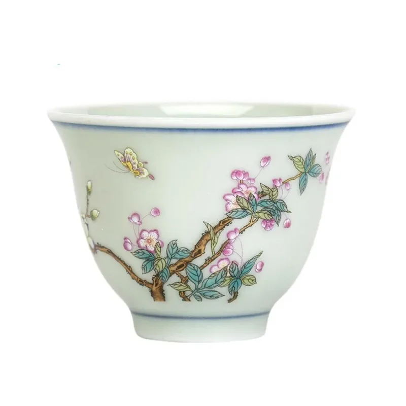 2 Pcs/lot Chinese Antique Ceramic Teacup Exquisite Hand Painted Flower Pattern Tea Bowl Coffee Cup Home Tea Set Master Tea Cup