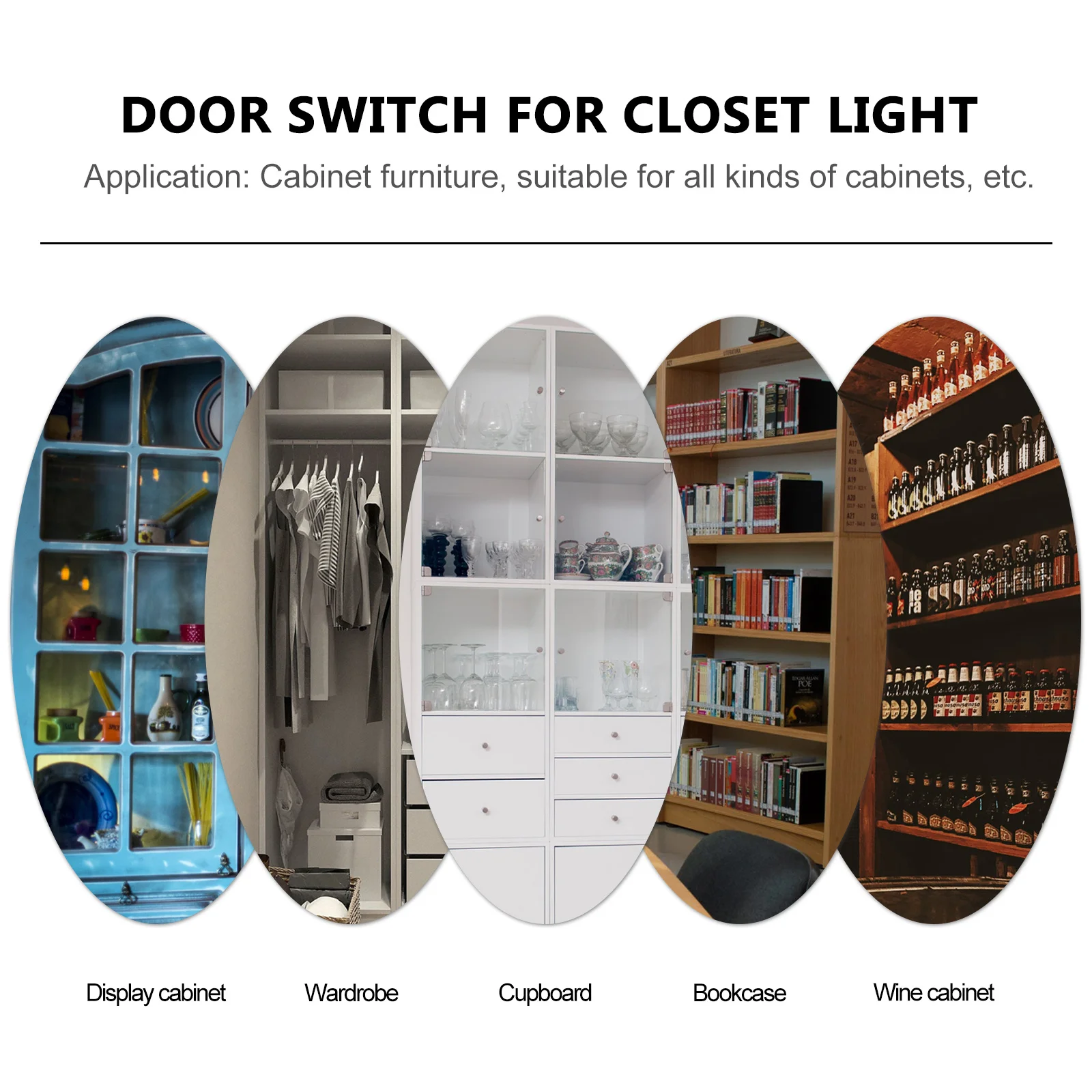 

6Pcs Door for Closet Light Easy Install Automatic Light Control Cabinet Off Switch Door for Cabinet Lights