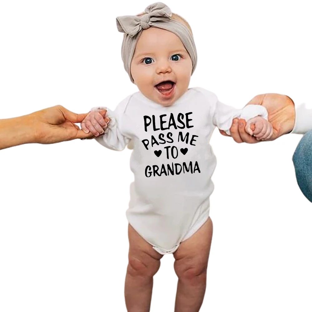 

Please Pass Me To Grandma Print Cute Newborn Baby Girls Boys Clothes Body Baby Bodysuit Romper Cotton Summer Infant Jumpsuit