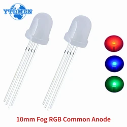 50PCS 10mm Fog Diffused LED Diode RGB  Common Anode 4pin Light Emitting Diodes Electronics Components Indicator