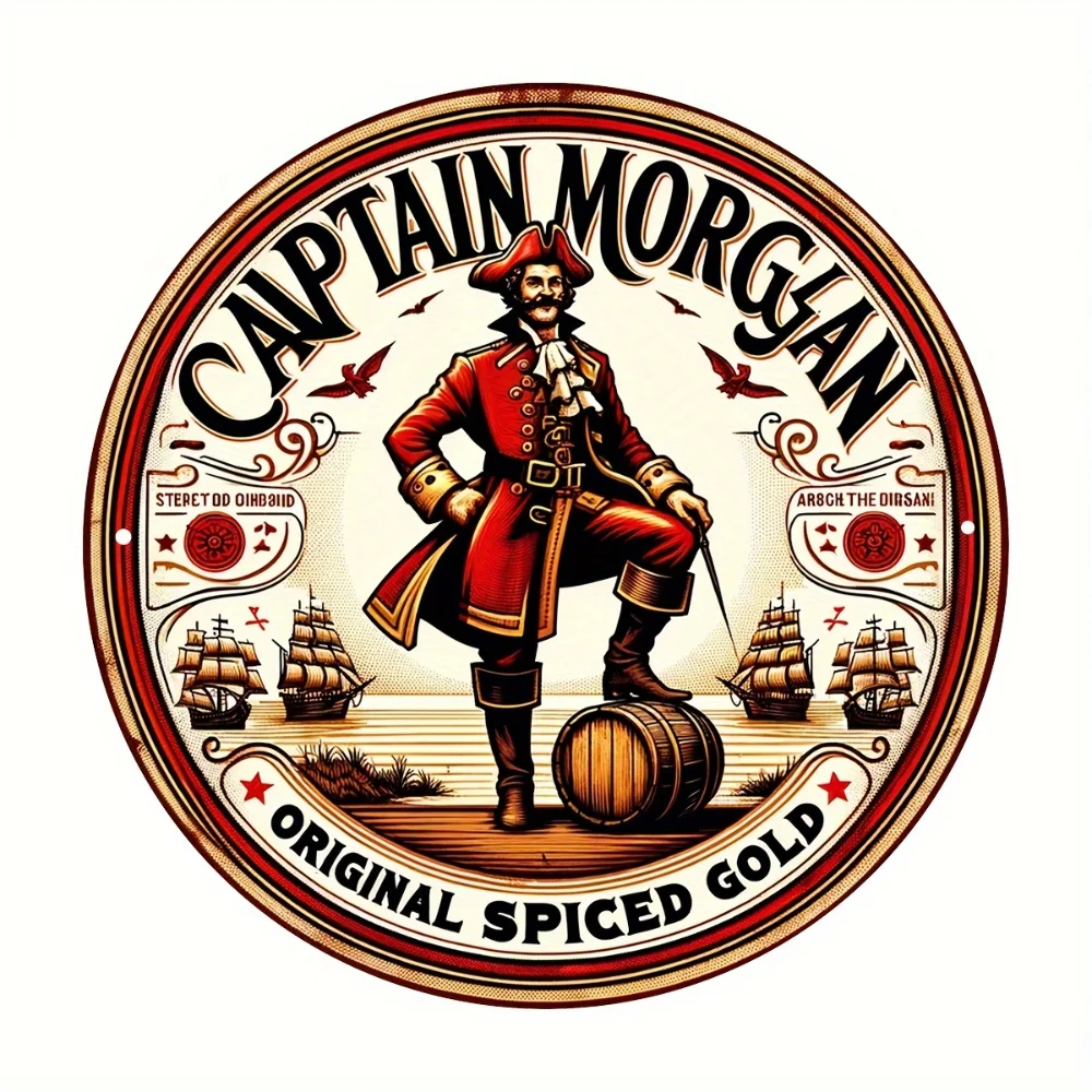 Capitán Morgan Original Spice Gold decoración de pared para exteriores, obra de arte de aluminio, 8x8 pulgadas