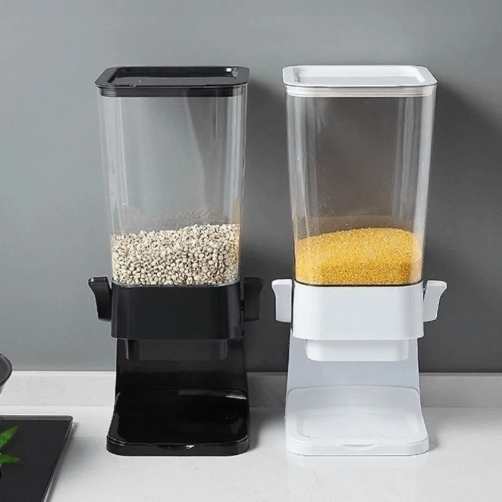 5.5L Countertop Cereal Dispenser Trap-door Design Plastic Candy Powder Storage Tank Large-capacity Clear Grain Oatmeal Dispenser