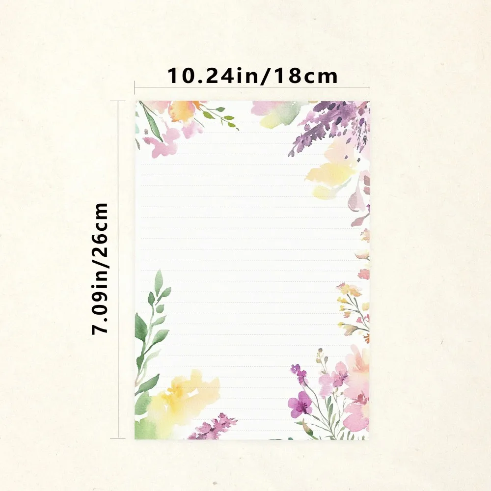 30 Sheets. B5 Macaron Floral Stationery Paper, Watercolor-style Letter Paper, Tearable Notepad, Perfect For Writing Letters