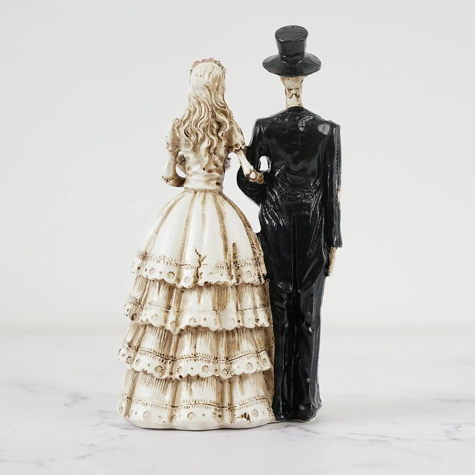 Halloween Skeleton Couple Figurines Resin Romantic Gothic Halloween Bride Groom Ornament Desk Shelf Skull Lovers Sculpture For