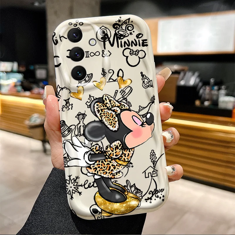 Leopard Grain Minnie Mouse Soft Case For Samsung Galaxy A54 A34 A24 A14 A13 A53 A33 A73 A23 A52 A52S A32 A22 A12 A51 A71 Cover