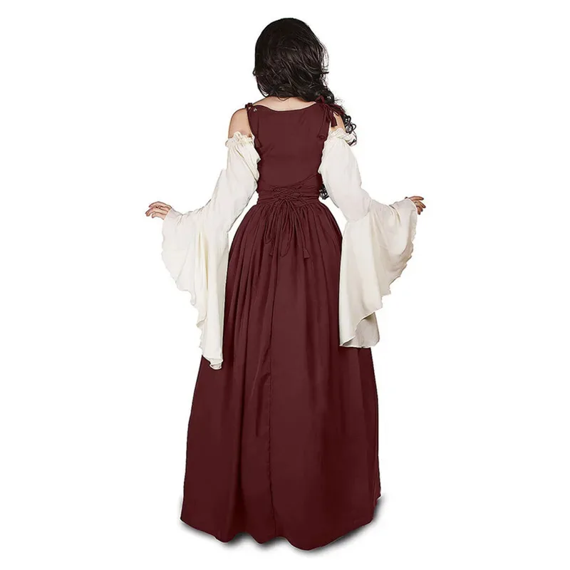 

2025 11 Fashion Medieval Renaissance Women Dresses Long-sleeved Waist Lady Uniform Costume New Arrival