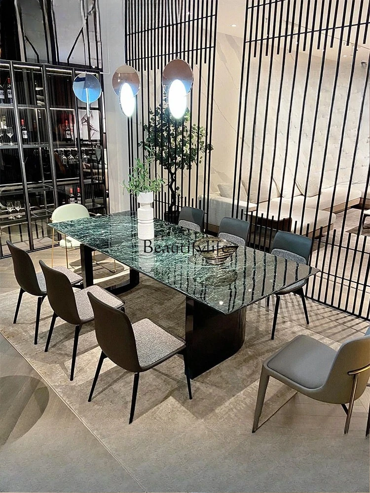 

Natural marble dining table Household rectangular imported luxury stone dining table