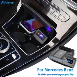 Car Fast wireless charger For Mercedes Benz AMG W205 C43 C63 AMG GLC 43 C63 X253 C Class phone Holder mount Stand accessories