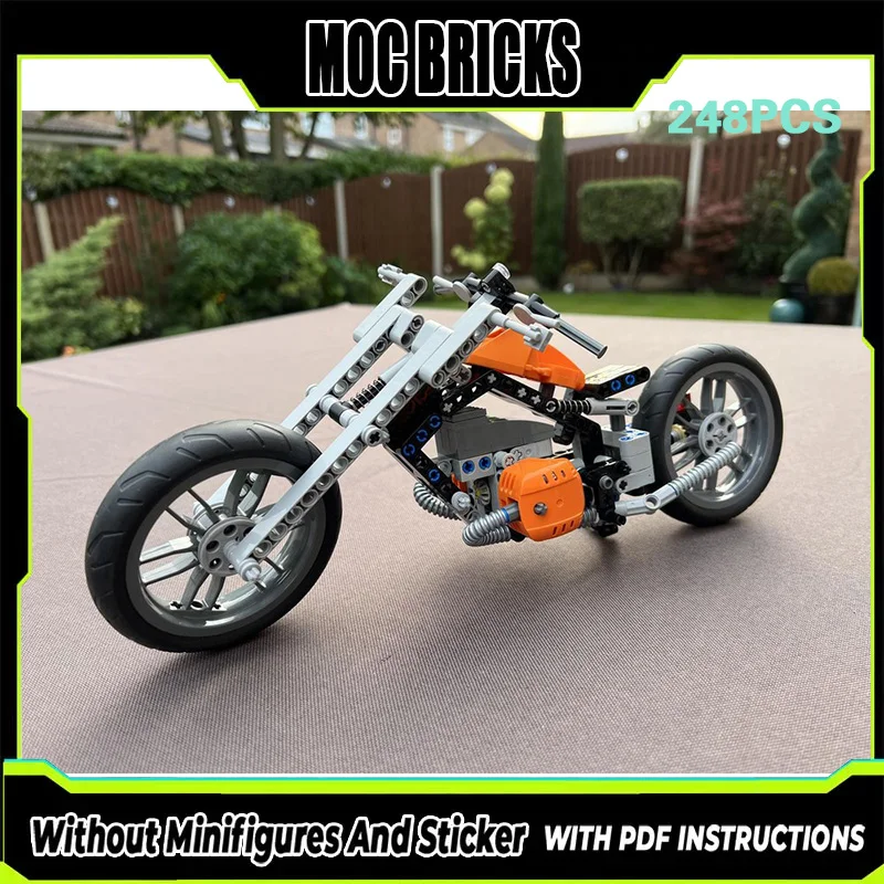 

City Car Model MOC Building Bricks American Long-Fork Motorcycle Modular Technology Gifts Holiday Assemble Children Toys Suit