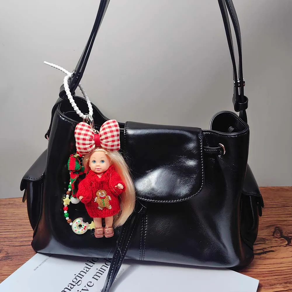 IGNICASE New Christmas Red Sweater Mini Cute Doll Doll Pendant, Autumn and Winter High-end Girls Keychain Fashion Bag Pendant