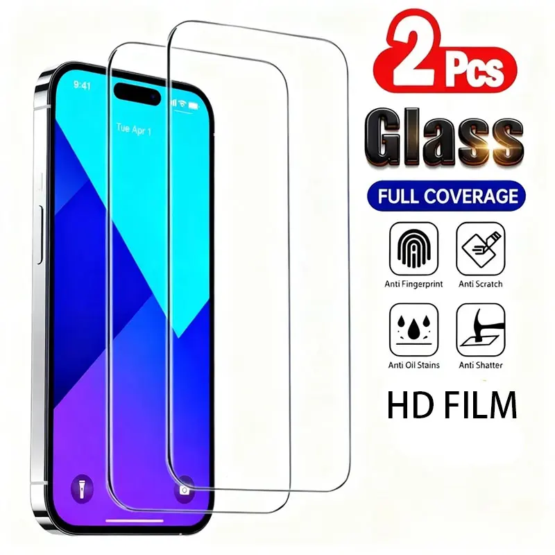 

Ultra Clear Tempered Glass Film for iPhone 17 16 15 14 Pro Max Air 16 15 Plus Screen Protector for iPhone 13 12 11 Pro XR XS Max