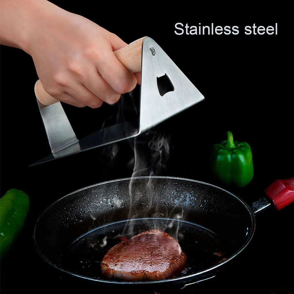 tainless Steel Burger Press Heavy Duty Grill Press with Wooden Handle Bacon Presser Smasher for Restaurant Kitchen Cookware