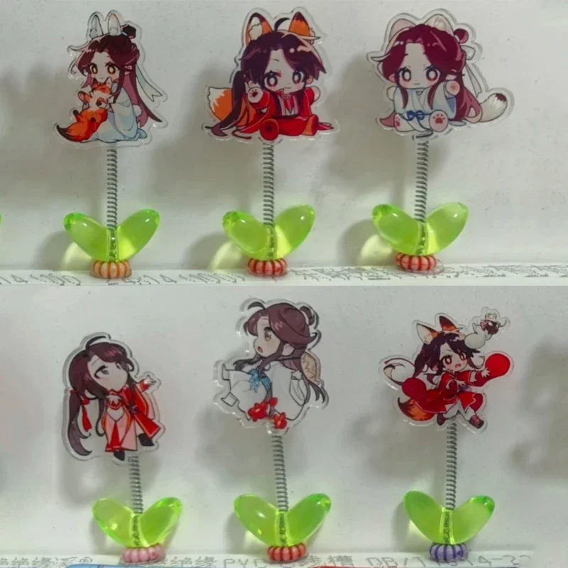 6Pcs/Set Car Shaking Head Ornament Funny Cute Tian Guan Ci Fu Hua Cheng Xie Lian Figure Auto Centre Console Dashboard Decorative
