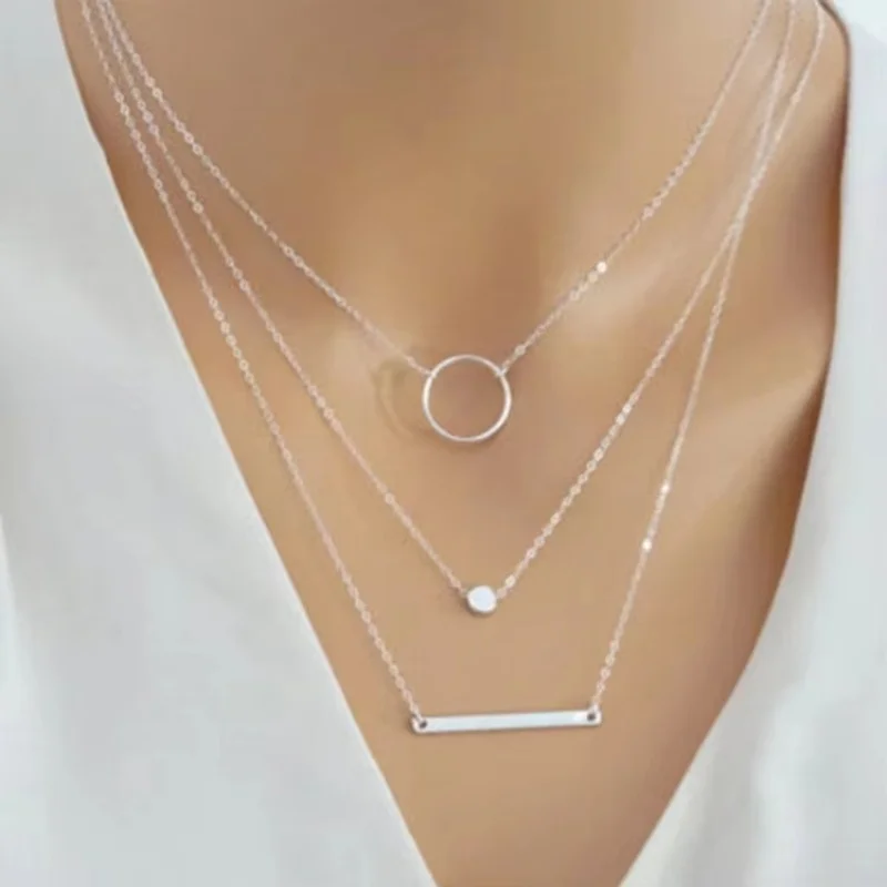 

New Product Launch Necklace Simple Style Women's Personality Fashion Wild Aperture Metal Rod Necklace New Ladies Gift Wholesale