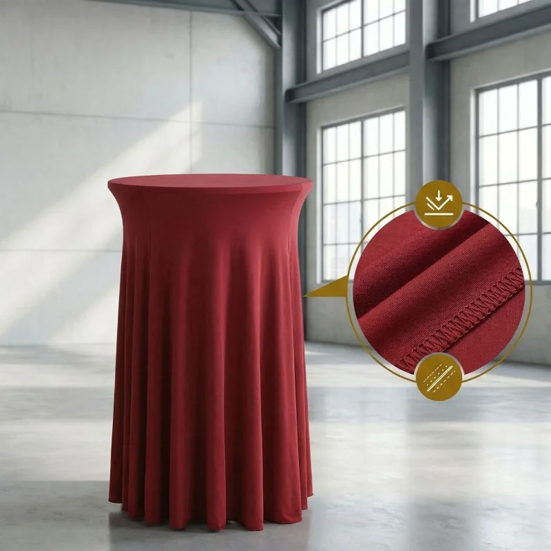 Round Spandex Cocktail Tablecloths with Skirt Table Cover Stretch Tablecloth Skirt For Table Bar Wedding Parties Banquet Decor