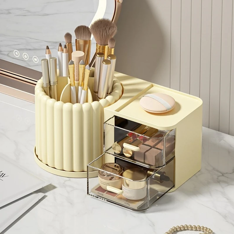 Drawer Cosmetic Storage Box Large Capacity Makeup Organizer Home Skin Care Desktop Lipstick Brush Storage Tool