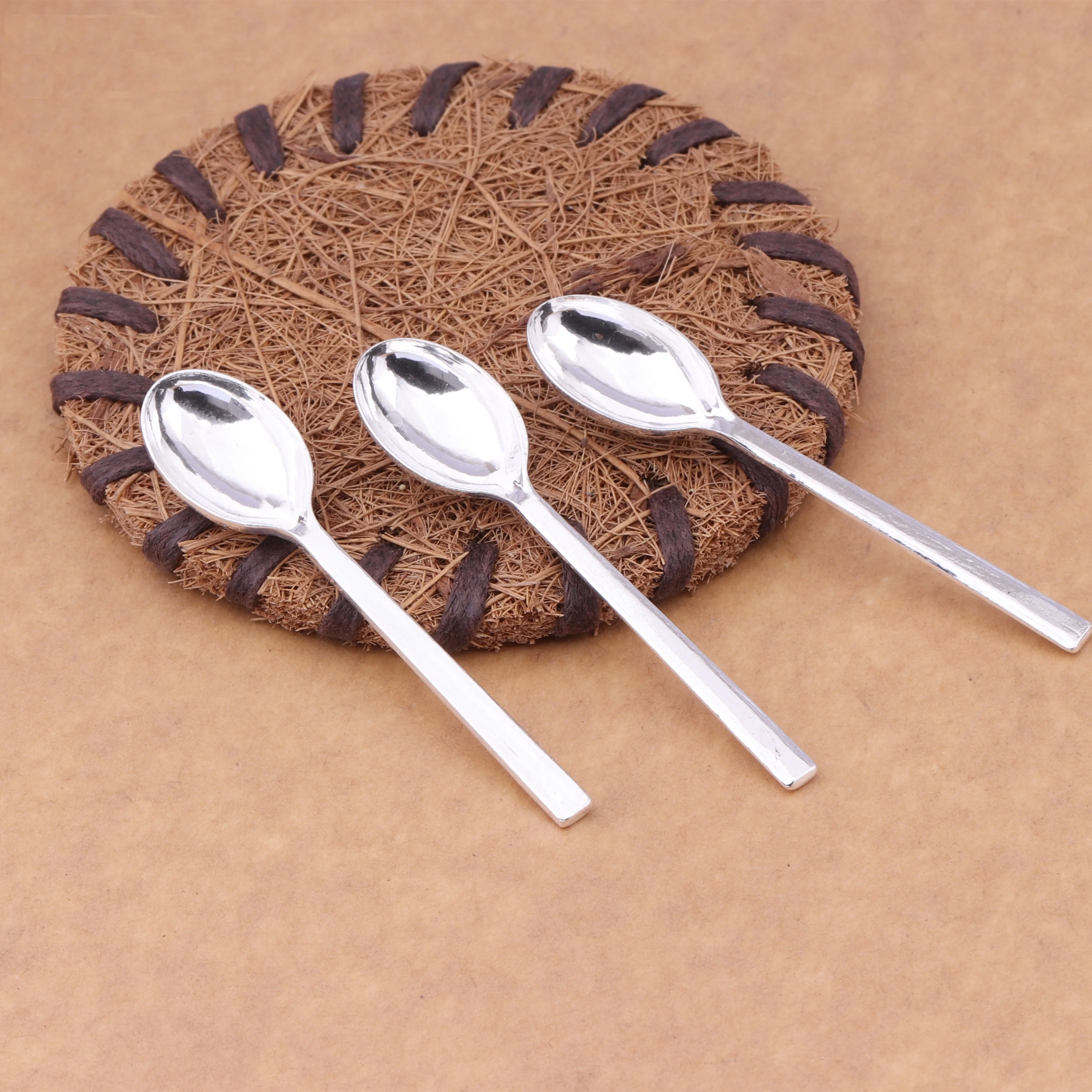 1pcs Sterling Silver S999 Coffee Spoon Sugar Tea Dessert Tableware Kitchen Tableware Spoon Coffee Tea Spoon Retro Style