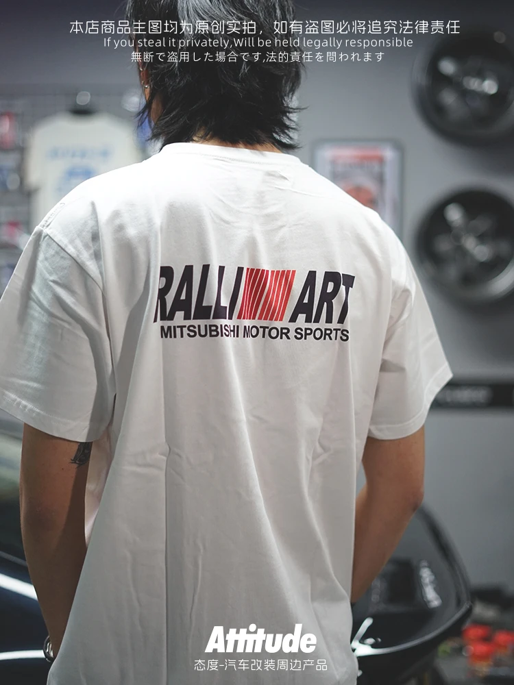 

ATTITUDE: Japanese JDM style T-shirtMitsubishi Wing God EVO Pull Artpersonalized pure cotton heavy short-sleeved shirt