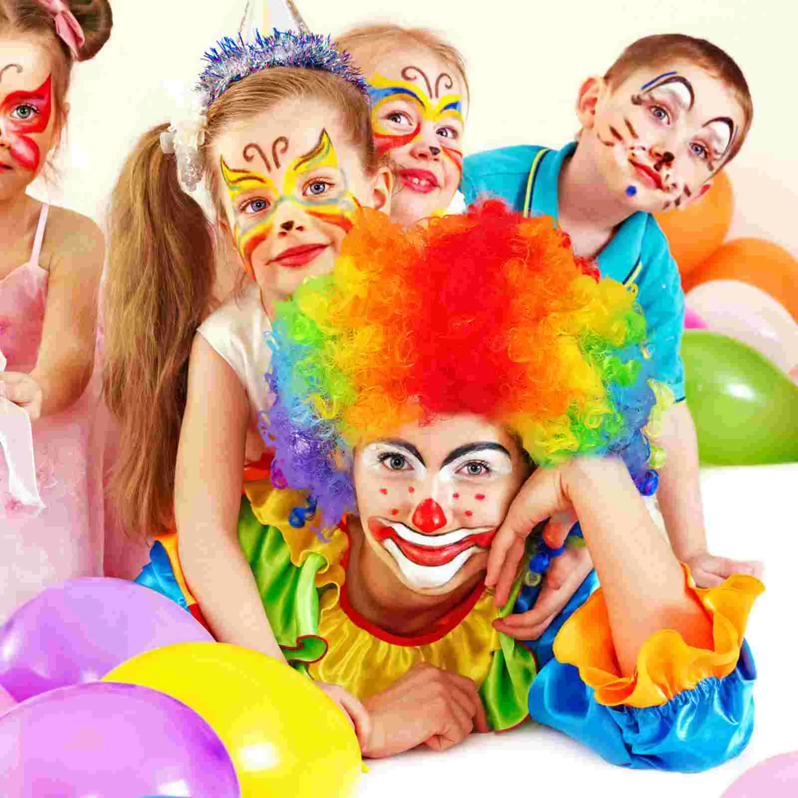 Clown Pigtail Wigs For Cosplay Afro Hair Day Accessories Adults Circus Costume Mens