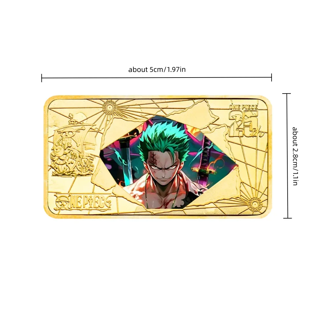 رائجة البيع عيد الميلاد قطعة واحدة لوفي زورو المروحية مطلية بالذهب عملة تذكارية أنيمي تحصيل قضبان الذهب هدية عيد ميلاد الحاضر #5