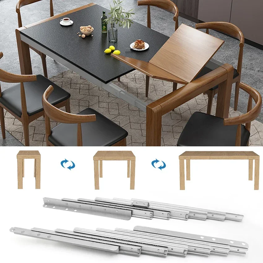 

Aluminum Alloy Hidden Folding Table Rails 1.8M/2.5M Telescopic Multi-section Flat Push Folding Hardware Accessories