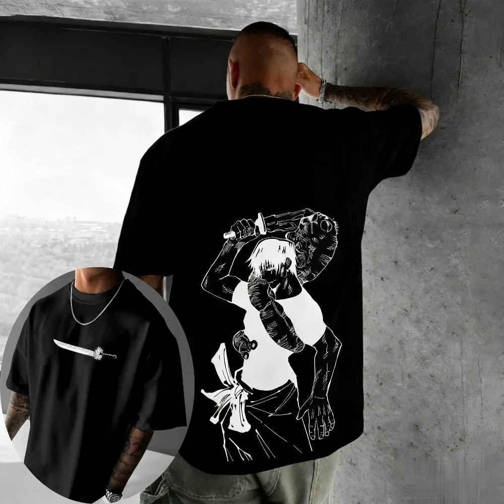 Jujutsu Kaisen Fushiguro Toji Unisex Reines Baumwoll-T-Shirt 2026 Sommer Anime-Print Rundhals Locker Sitzendes Kurzarm-Oberteil für die Familie