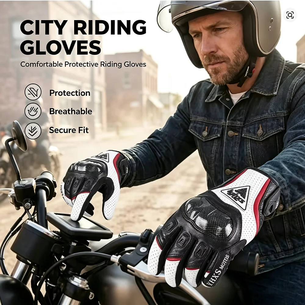 Motorcycle Racing Gloves Equipment Leather Carbon Protection Moto Cross Dirtbiker Riding Motocross Motorcyclist Cycling Glove