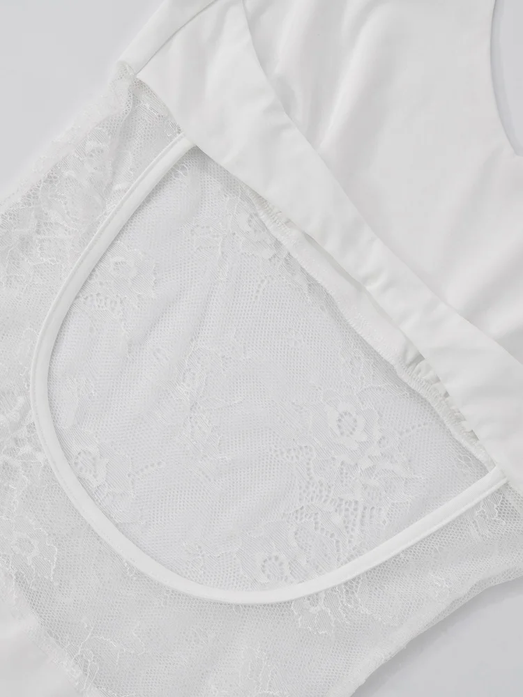 Elegantes, durchsichtiges Spitzen-Patchwork-Maxikleid für Frauen, sexy Neckholder, rückenfrei, ärmellos, figurbetontes Partykleid, Damen-Feiertagskleid 2025,