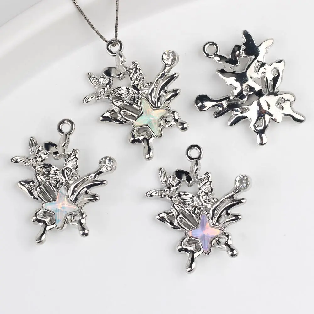 

10pcs/lot Simple Butterfly Pendant DIY Jewelry Alloy Resin Zircon Necklace Bracelet Accessories