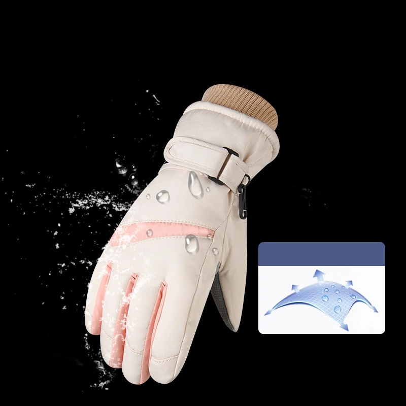 Guantes gruesos de felpa de invierno para hombres y mujeres, pantalla táctil, a prueba de viento e impermeables, guantes de esquí, guantes de