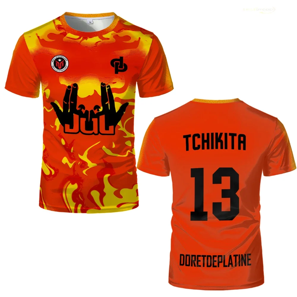 JUL Tchikita Jugend-Fußballtrikot mit Rundhalsausschnitt, 3D-Druck, modisches, atmungsaktives, schnelltrocknendes Sport-T-Shirt für Mannschaftstraining – Detail 8