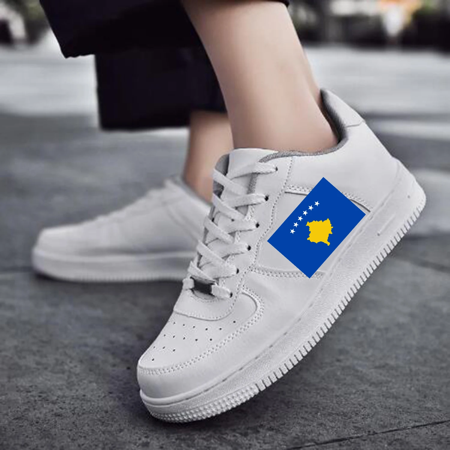 

Kosovo Flag Pristina AF Basketball Mens Womens Sports Running High Quality Flats Force Sneakers Lace Up Mesh Custom Made Shoes