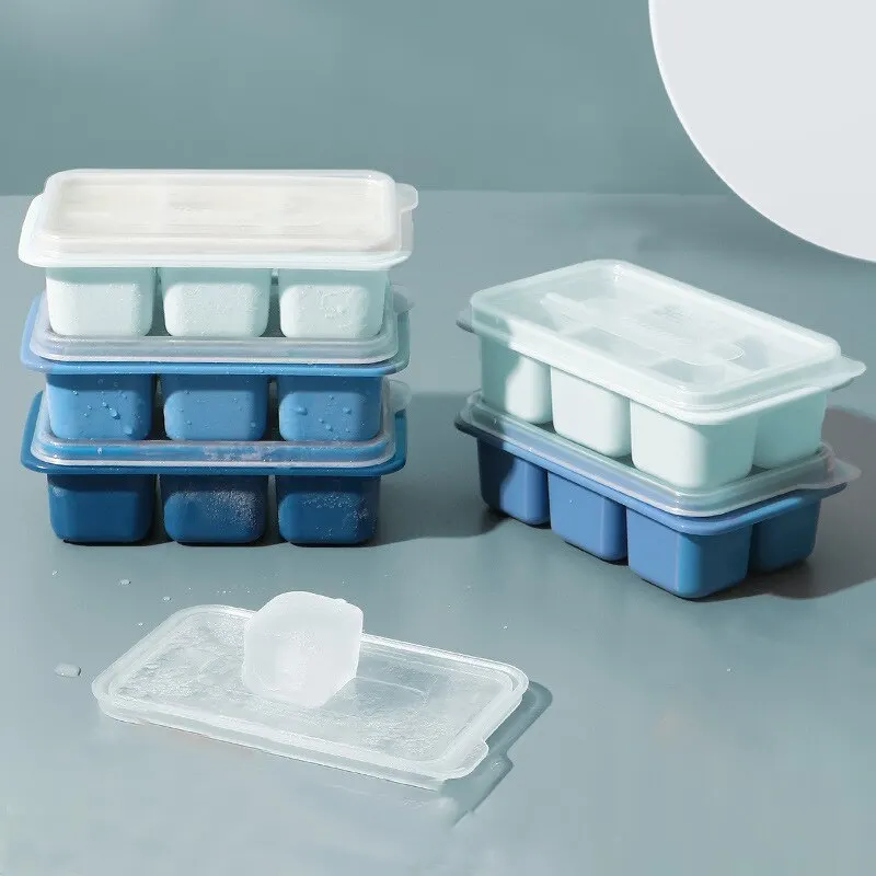 Ice Cube Ice Box Frozen Mold Refrigerator Homemade Frozen Ice Box with Lid Silicone TikTok Hot Ice Cube