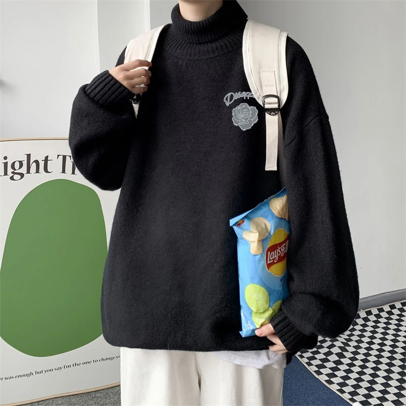 New Turtleneck Sweater Collection Long Sleeve Thick Fleece Winter Warm Youth Oversized Size Plus Patterned 31 Styles Pullovers