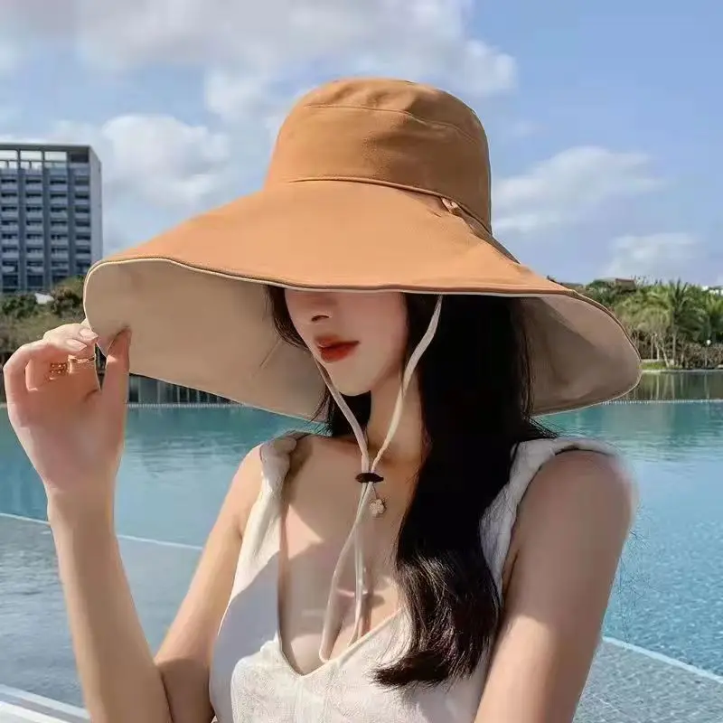 1Pc Doublesided Largebrim Hat Perfect for Summer Beach Style Outdoor Commuting Vacation Sun Protection Fashionable and Versatile - view 4