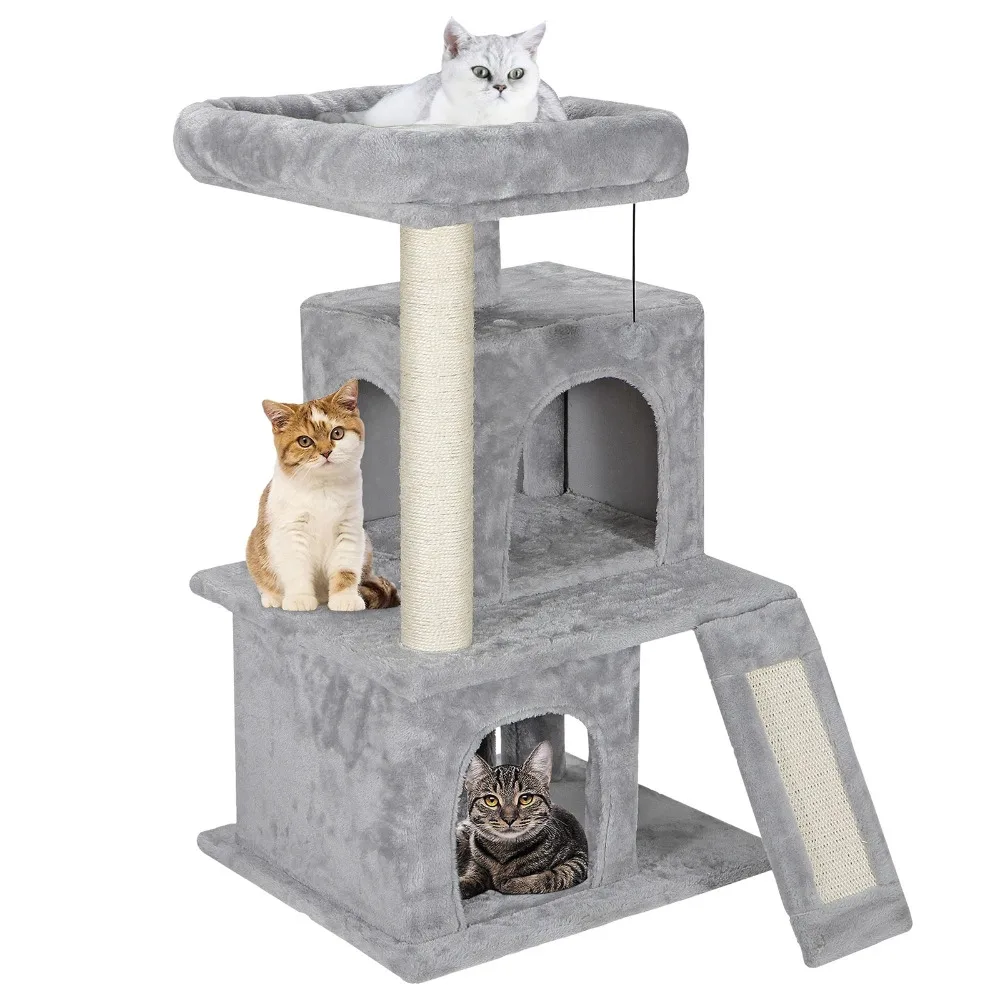 

Кошачья лежанка-когтеточка Cat Tree Cat Tower Condo для домашних кошек с мягким плюшевым сиденьем, разные размеры и цвета