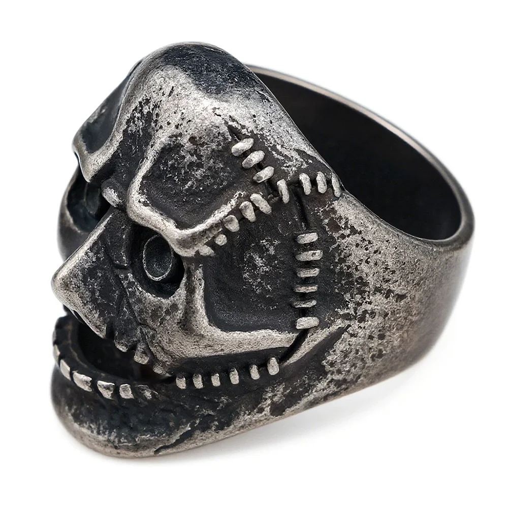 Fashionable Hollowed-Out Skull Stainless Steel Ring Unisex Personalized Retro Mask Ring Punk Jewelry Gift
