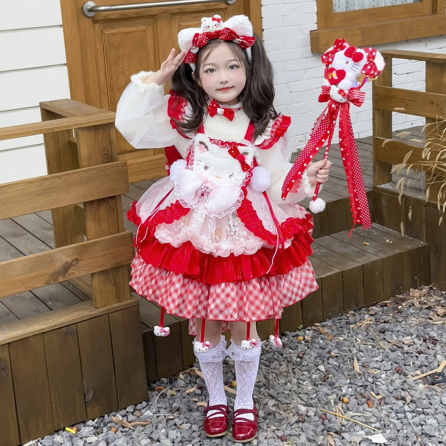 

Новое зимнее платье Hello Kitty для косплея, детское платье Лолиты, кавайное модное платье принцессы с героями мультфильмов, аниме, платье для дня рождения, Рождественский подарок