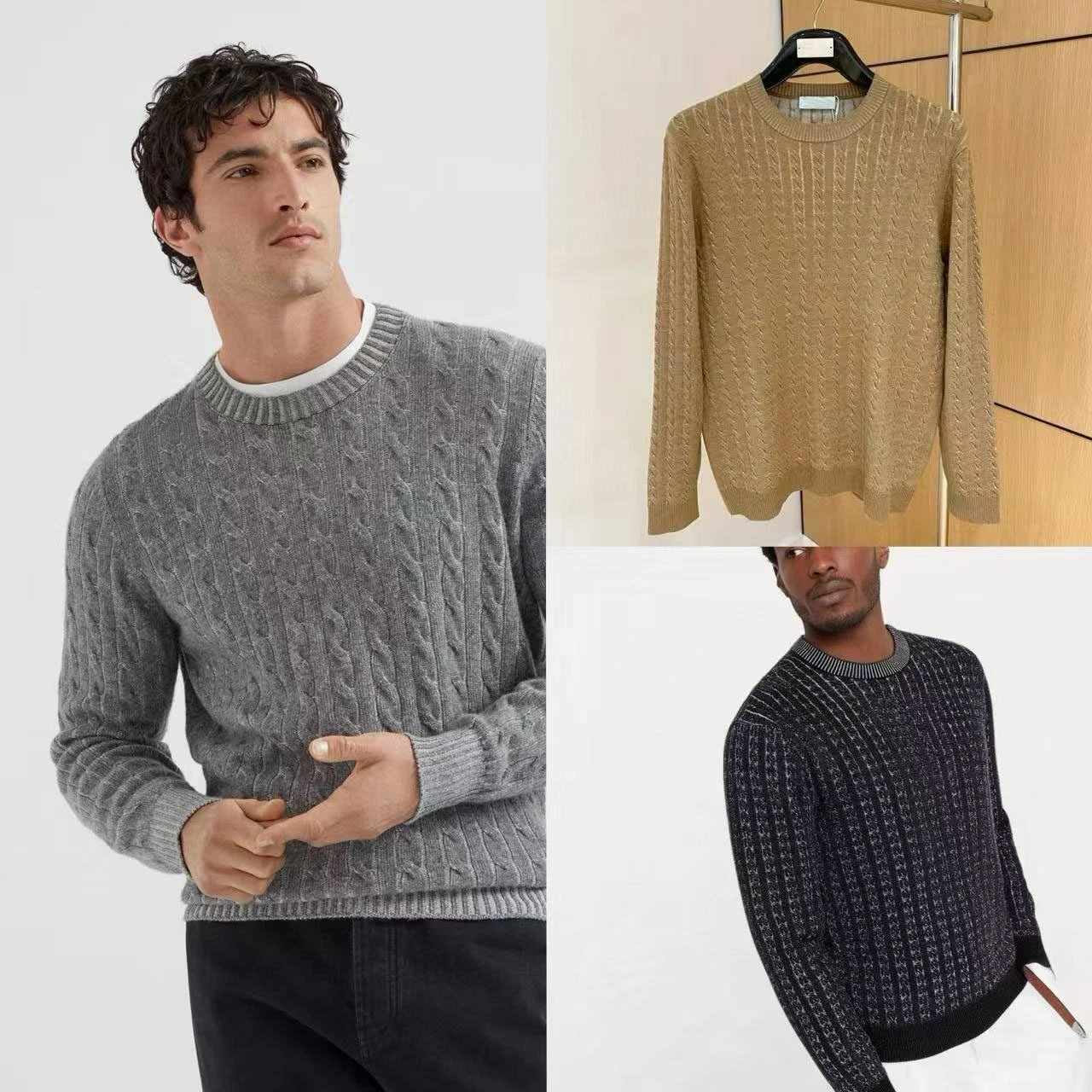 BC イタリアン 秋冬新作 オールドマネースタイル ファッション クルーネック ニットセーター メンズ ビジネスカジュアル 長袖セーター