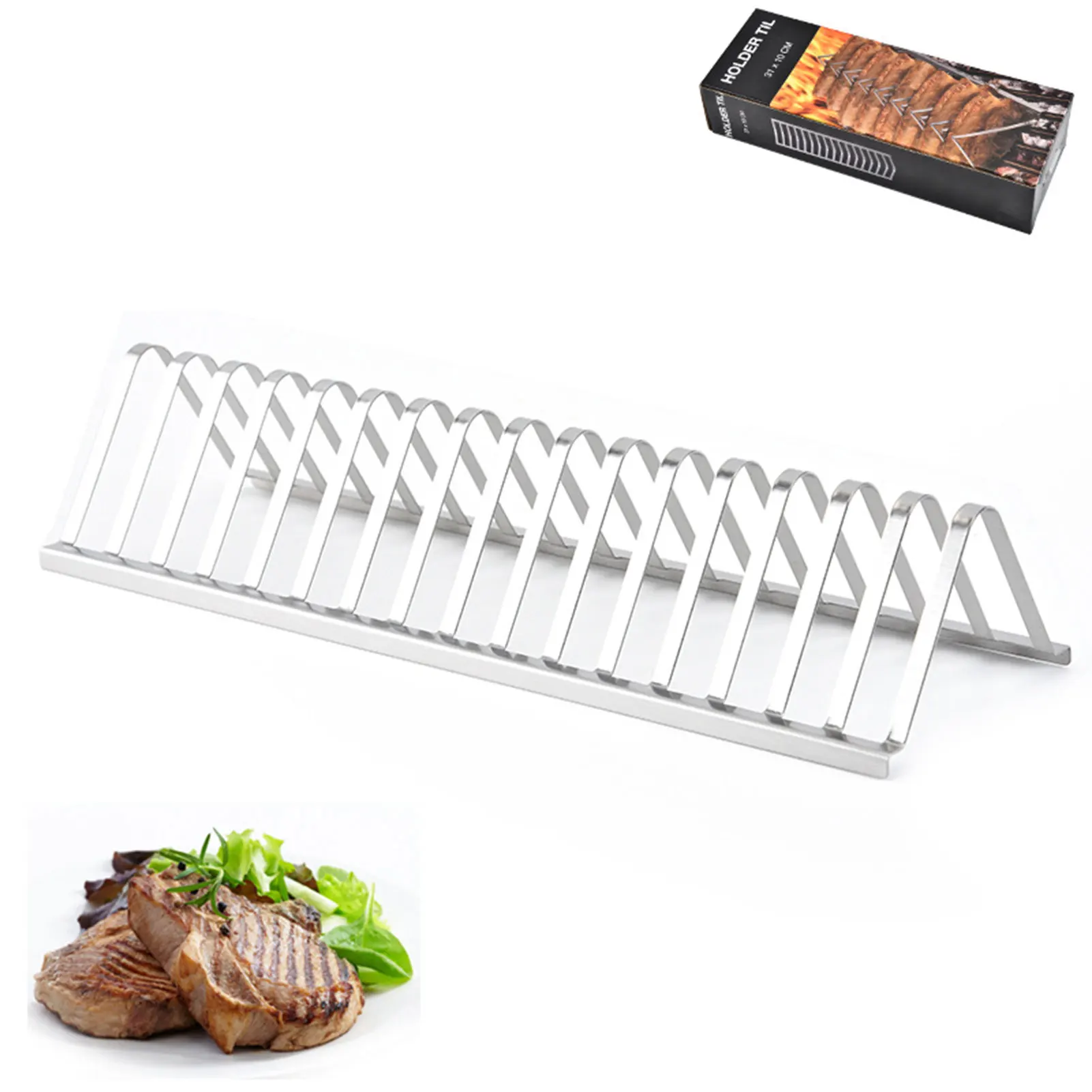 Steak Racks Grill Rack V Shape Stainless Steel Barbecue Roasting Bracket Stainless Steel Grilling Rack for Home Camping Picnic