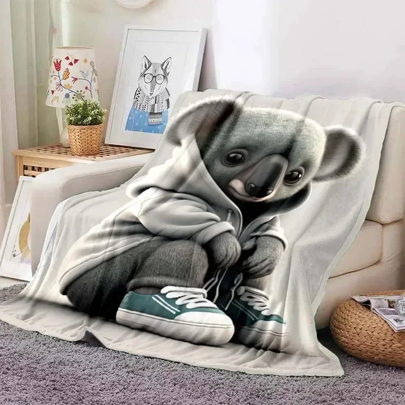 Koala Pattern Printed Blanket Leisure Sofa Blanket Home Sheet Sofa Office Air Conditioning Soft Leisure Travel CustomizableThrow