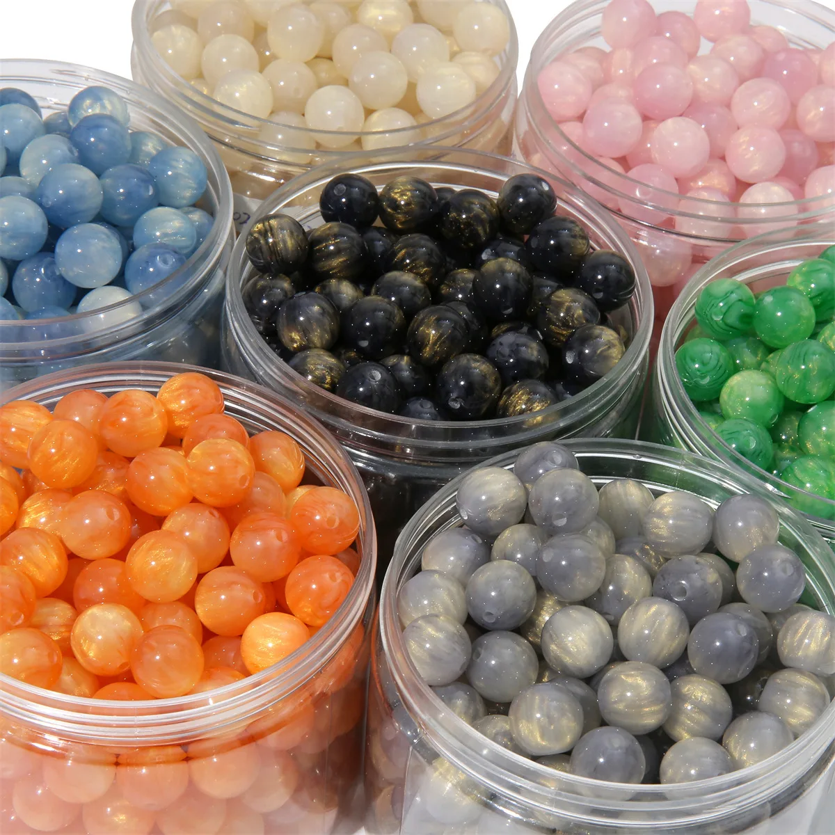 10pcs/lot 8-16mm Dreamy Starry Sky Gradient Resin Plastic Loose Beads Spacer Beads For DIY Bracelets Necklaces Jewelry Making
